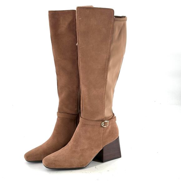 Blondo Twyla Tall Suede Boots 7.5 Tan Beige NWT Waterproof  Knee High Riding - Picture 5 of 8